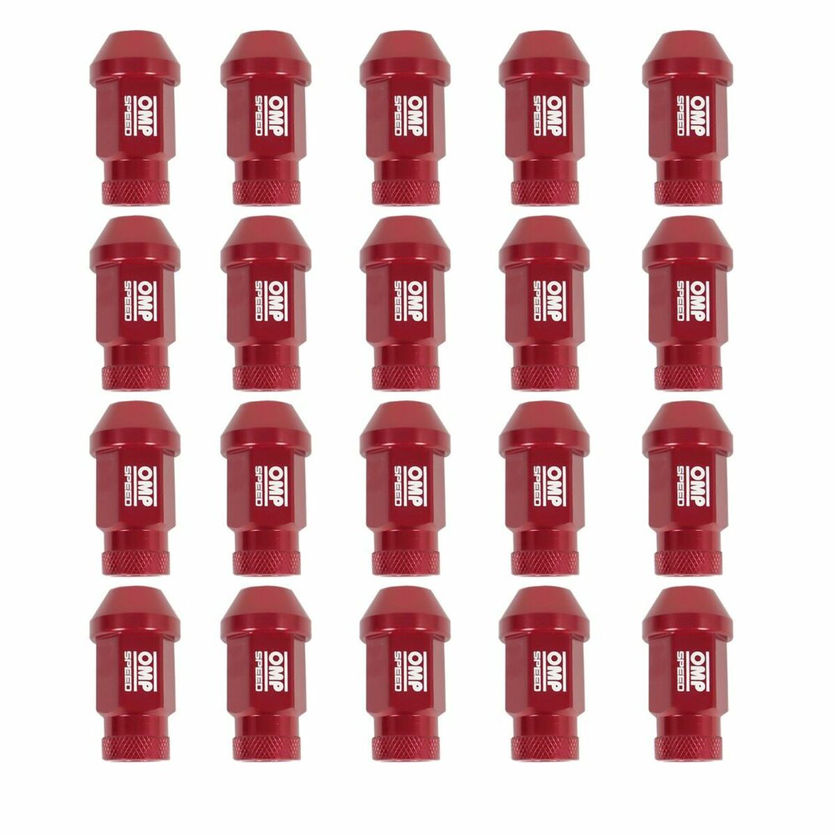 Set Matice OMP 7075 40 mm M14 x 1,50 20 uds Rdeča